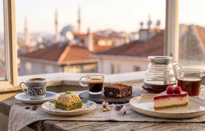 Kahve ve tatlı: kahve ve tatlı eşleştirmesi: brownie, cheesecake ve baklava