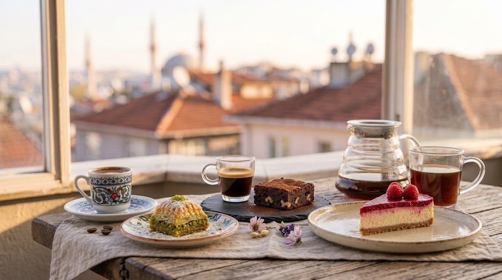 Kahve ve tatlı: kahve ve tatlı eşleştirmesi: brownie, cheesecake ve baklava